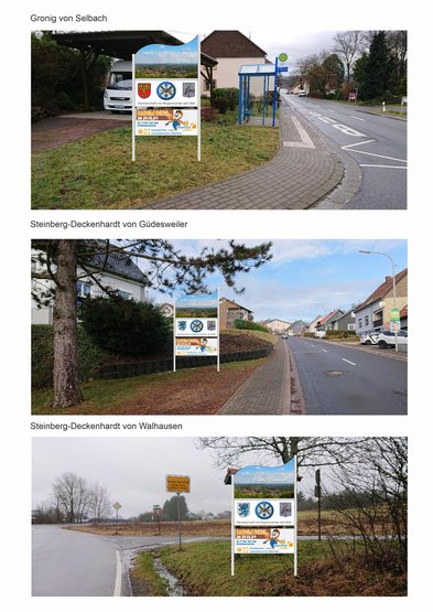 Ansicht der Ortseingangsschilder in Gronig und Steinberg Deckenhardt