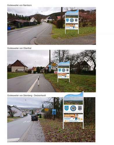 Ansicht der Ortseingangsschilder für Güdesweiler